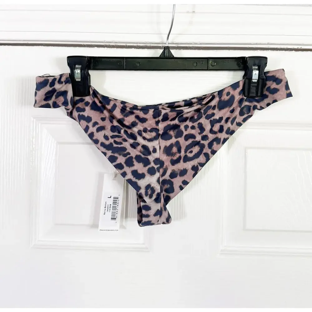 NWT FRANKIES BIKINIS Marina Brown Leopard Print Bikini Bottom Large L